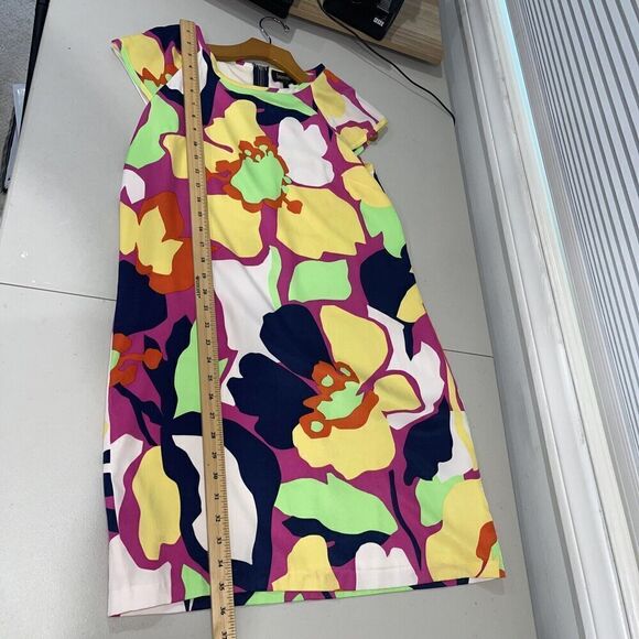Laundry by Shelli Segal Womens Cap Sleeve Shift Dress Size 8 Floral Hawaii Happy - Picture 8 of 11